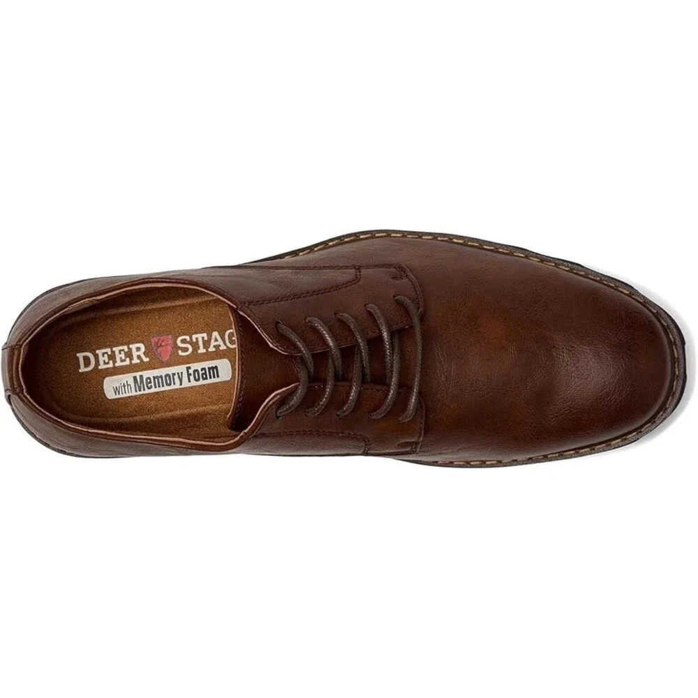 Deer Stags Benjamin Oxford Men's 9 Brown Leather Plain Toe Dress Shoes RHS9383